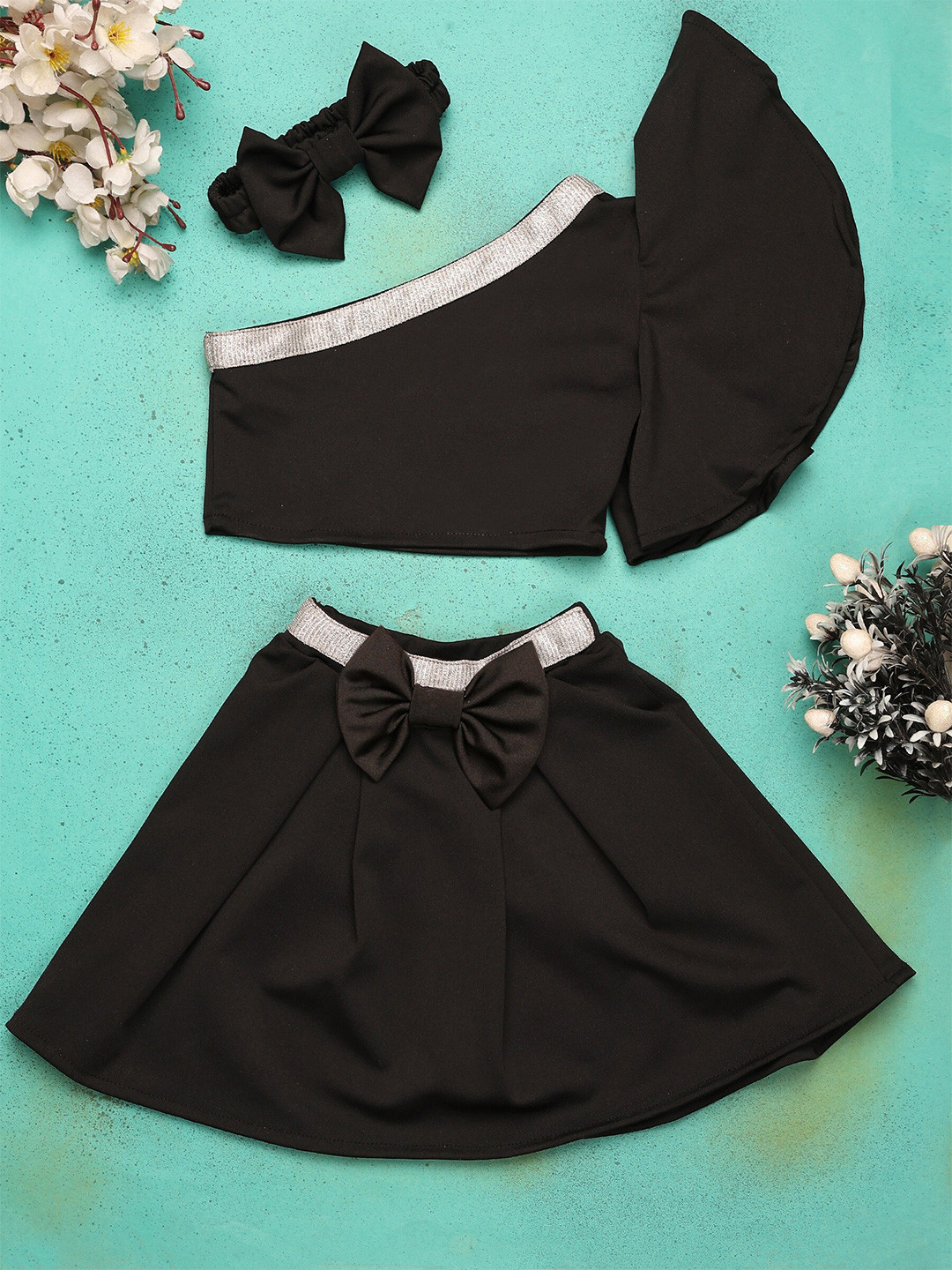 

Ameeha Girls Top with Skirt, Black