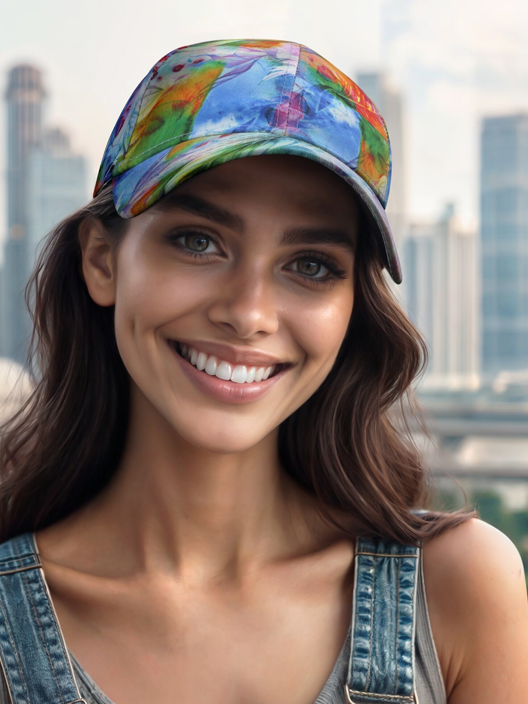 

JENNA Women Printed Baseball Cap, Blue