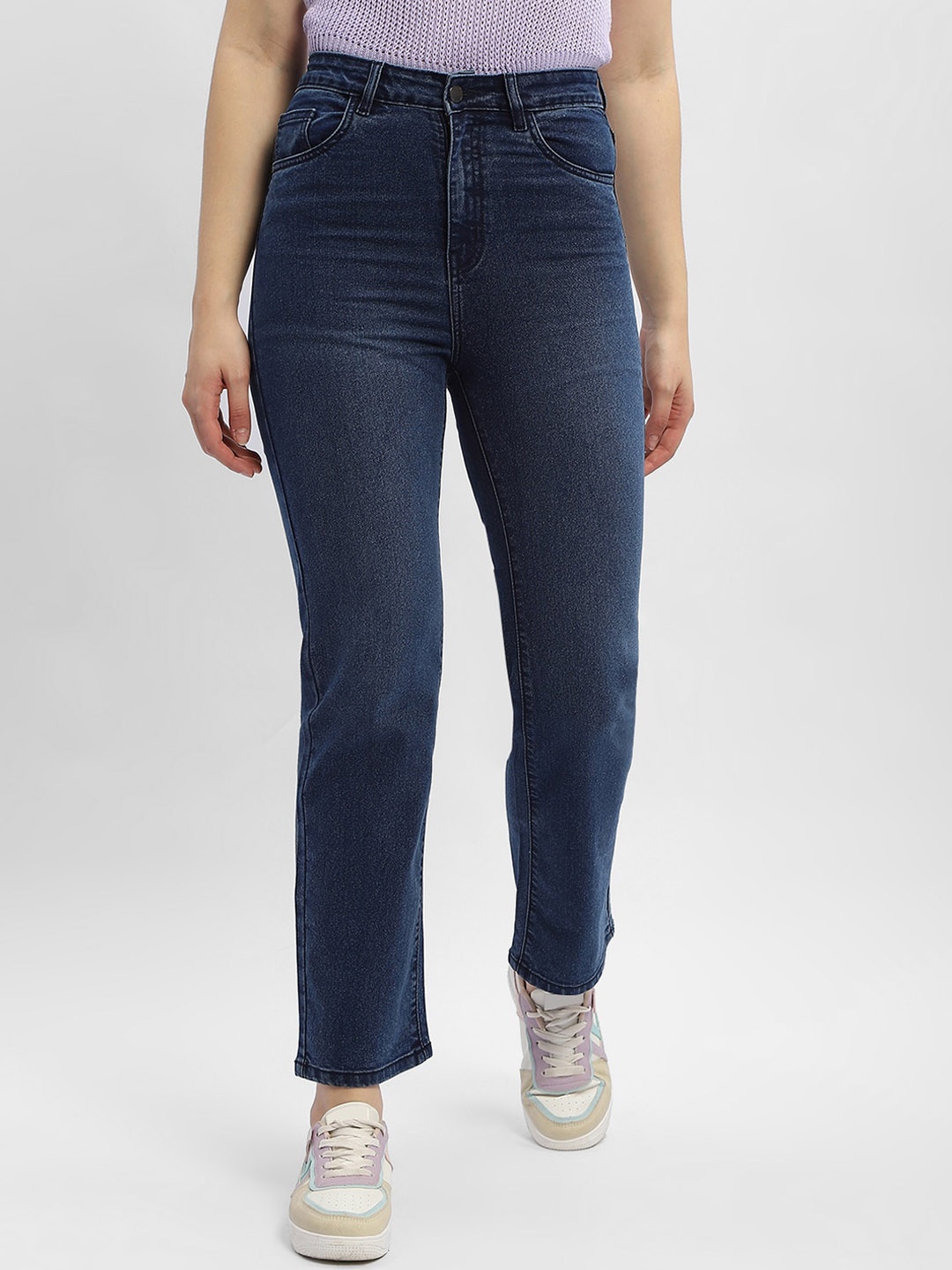 

Madame Women Straight Fit Cotton Jeans, Blue