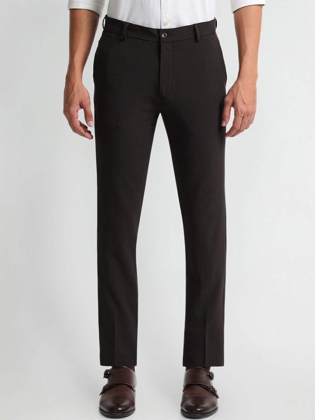 

Arrow New York Men Slim Fit Formal Trousers, Brown