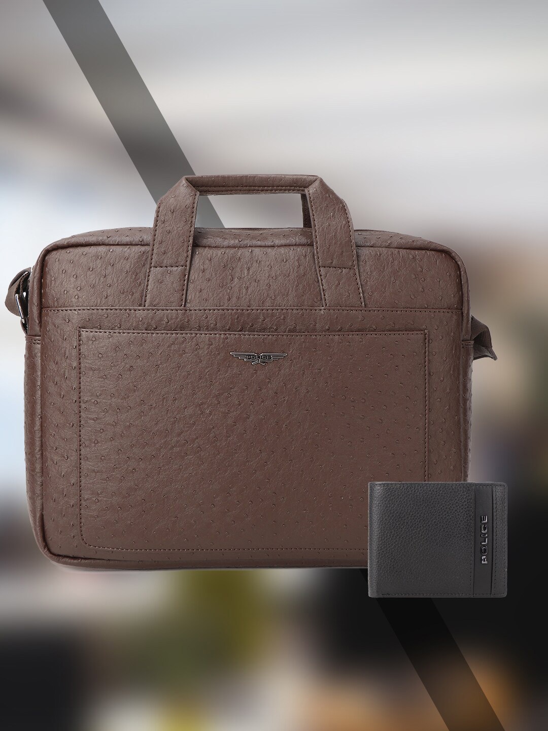 

Police Unisex Textured Messenger Bag, Brown