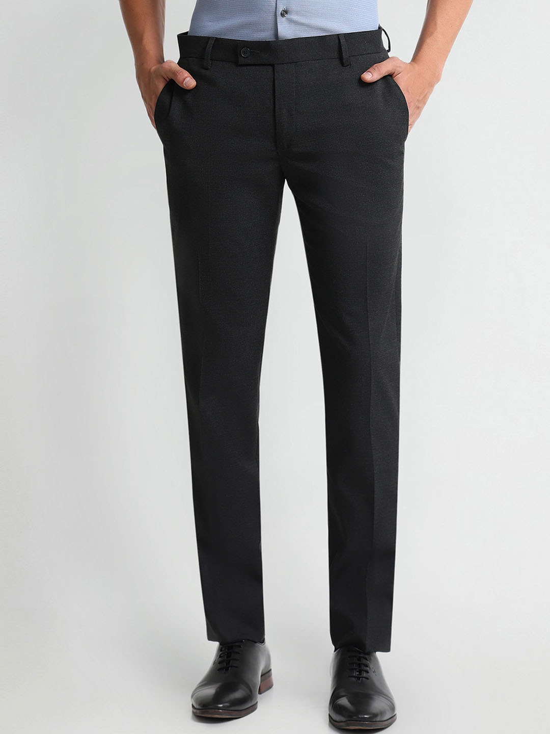 

Arrow Tapered Fit Mid-Rise Formal Trousers, Grey