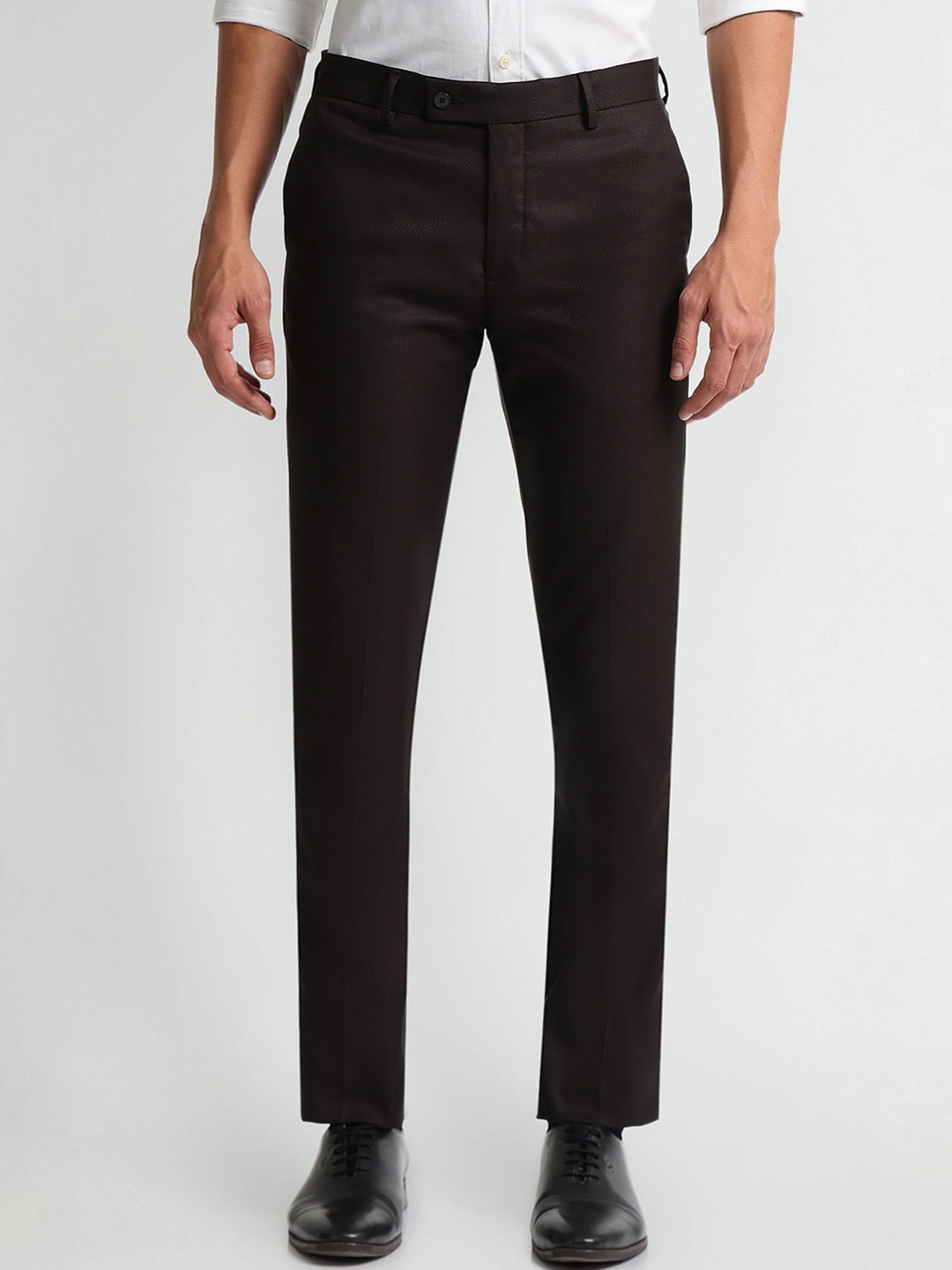 

Arrow Tapered Fit Mid-Rise Formal Trousers, Brown