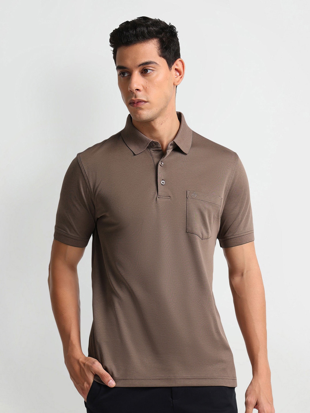 

Arrow Polo Collar Cotton T-shirt, Brown