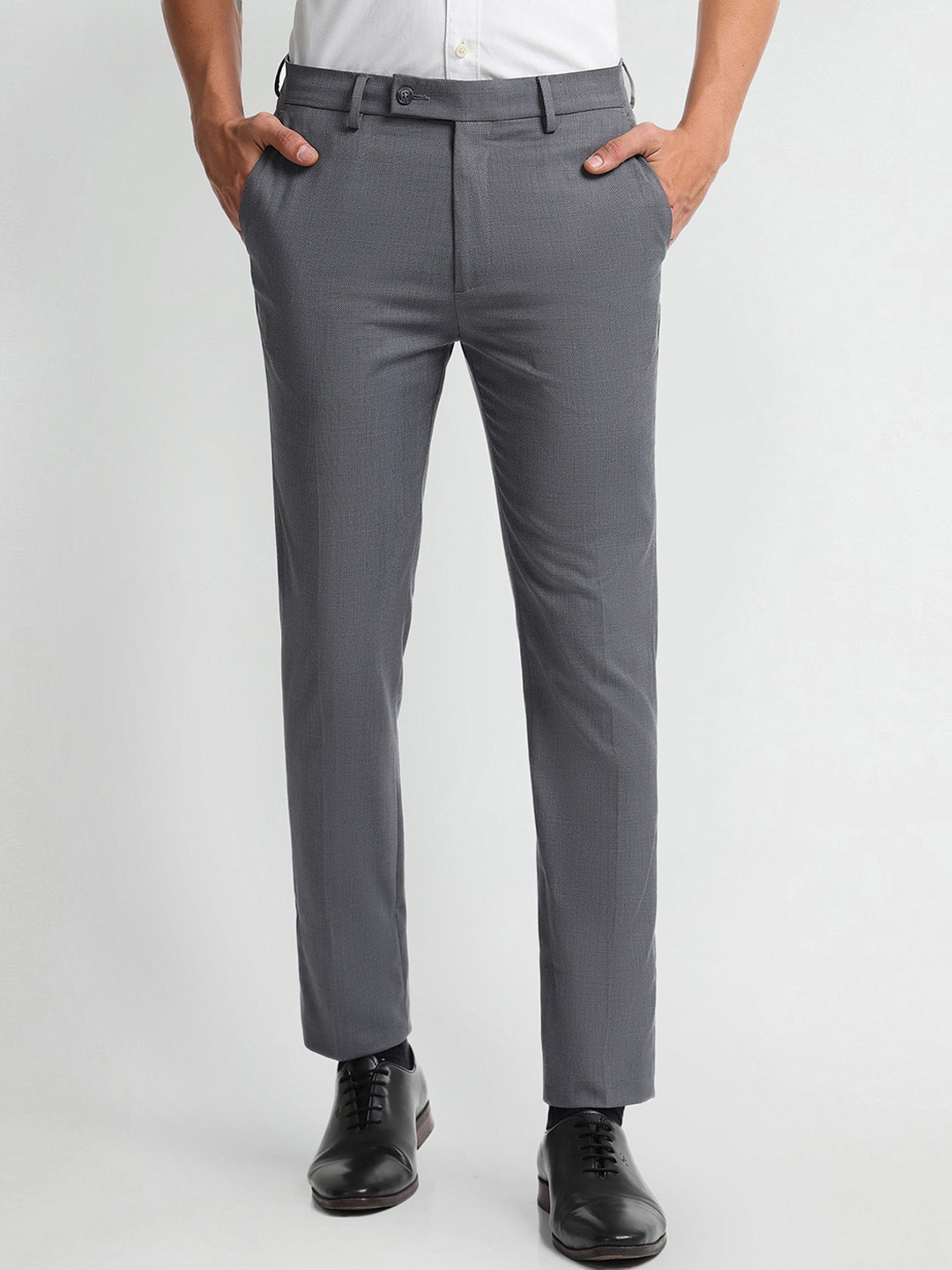 

Arrow Slim Fit Mid-Rise Formal Trousers, Grey