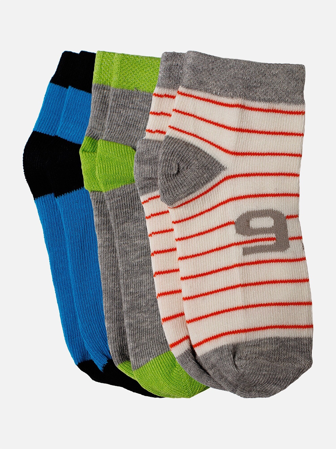 

Bodycare Boys Pack Of 3 Patterned Cotton Ankle-Length Socks, Grey