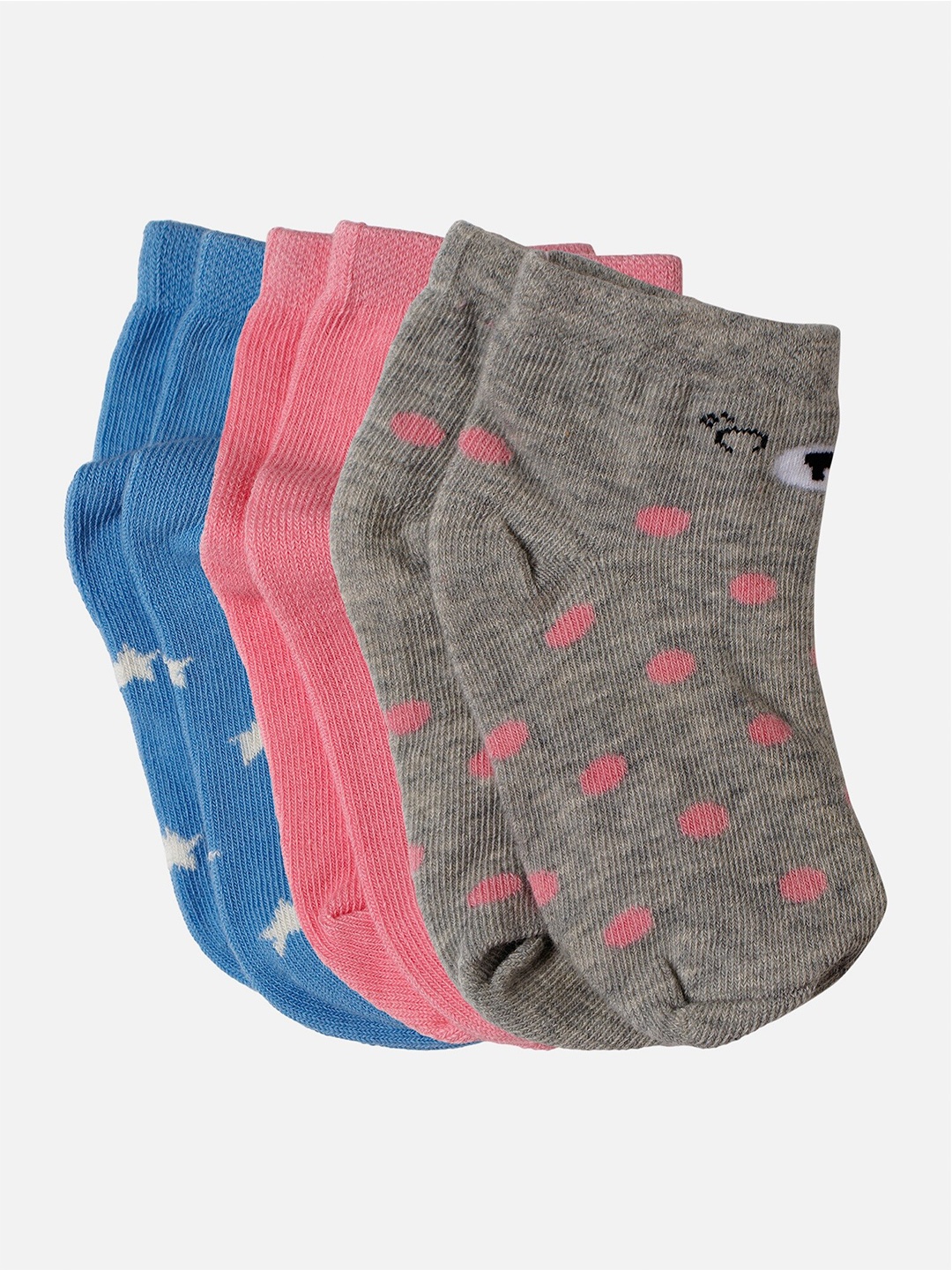 

Bodycare Girls Pack Of 3 Cotton Assorted Ankle Length Socks