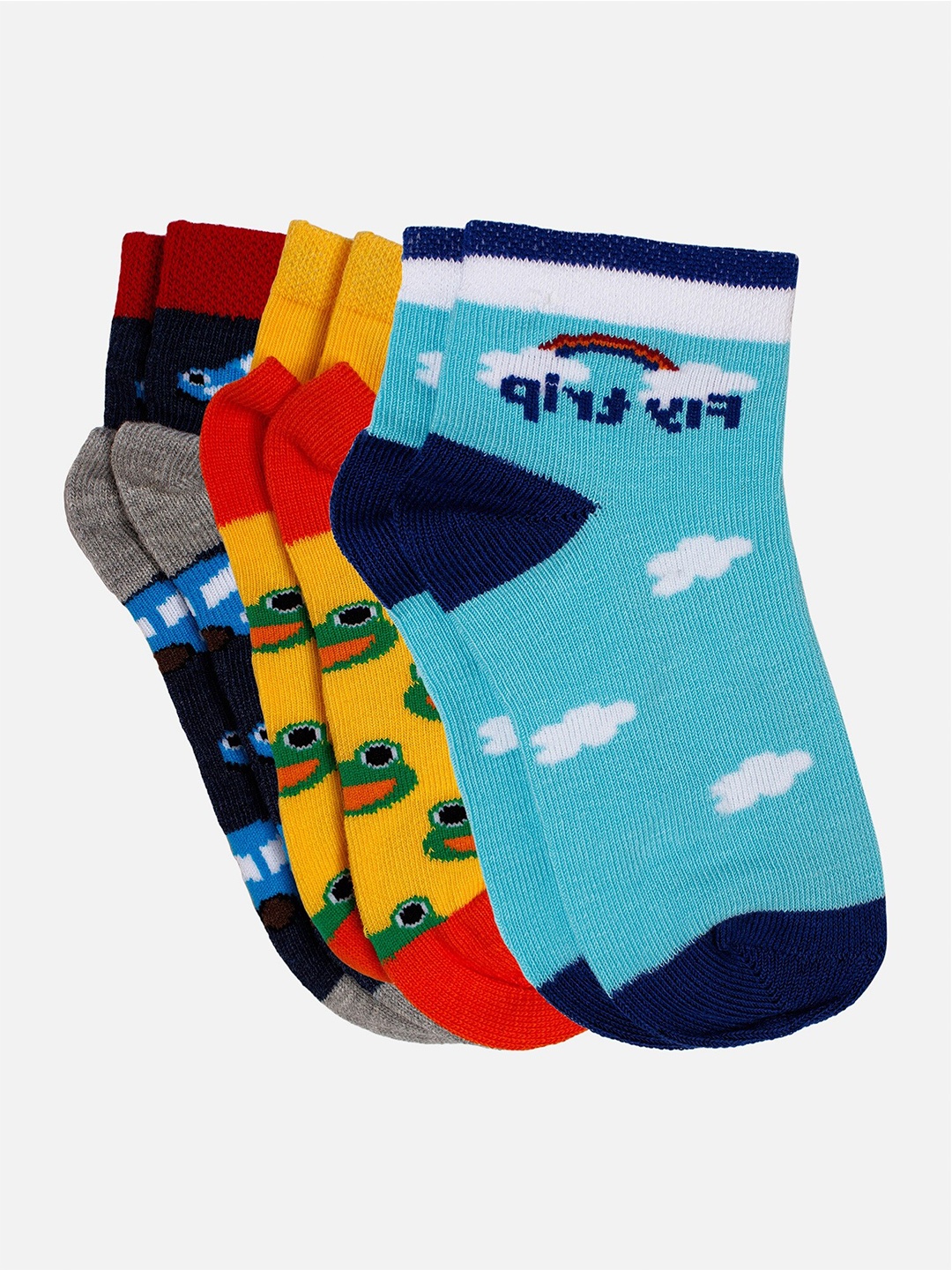 

Bodycare Boys Pack Of 3 Patterned Cotton Ankle-Length Socks, Blue