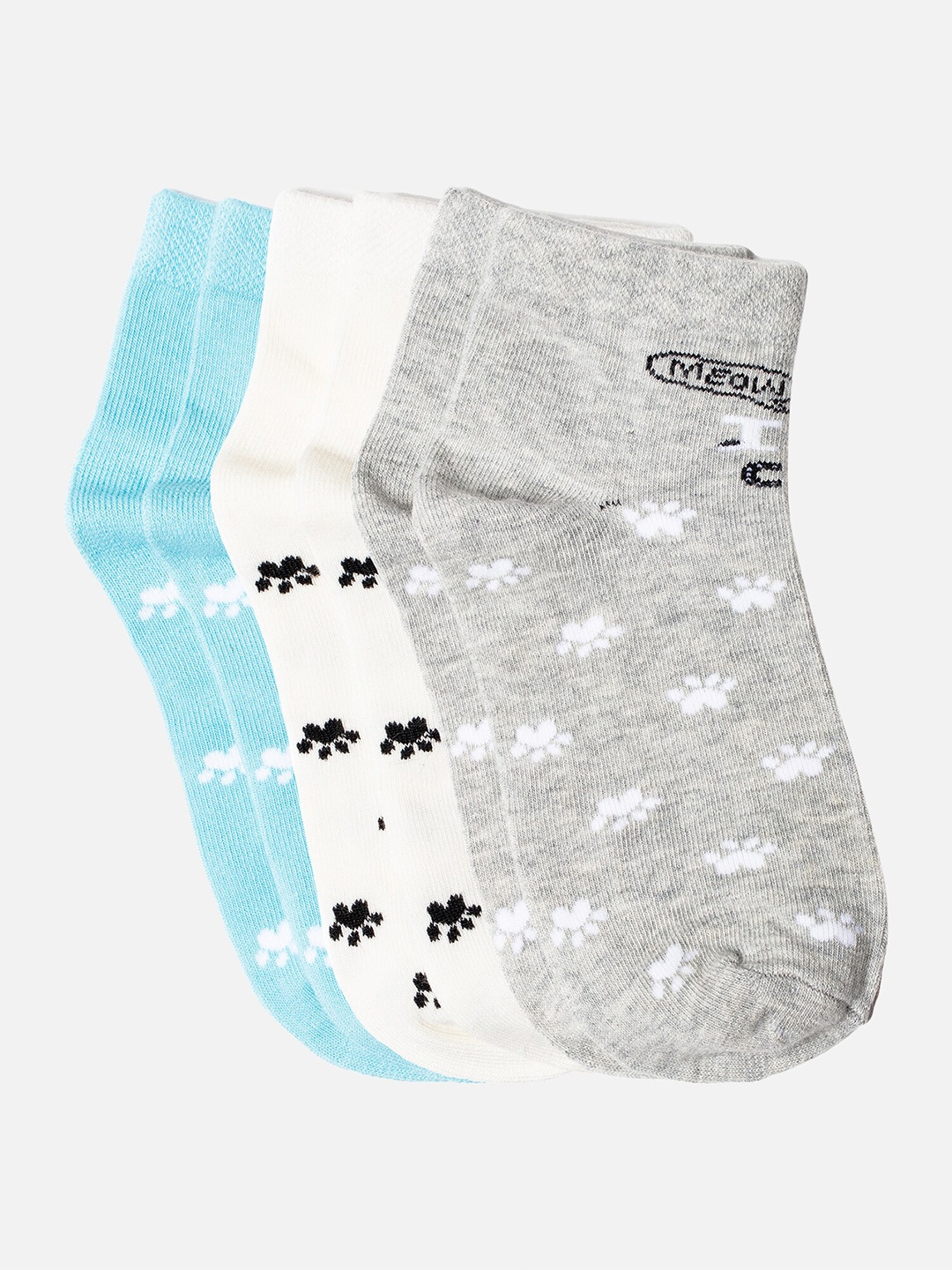 

Bodycare Girls Pack Of 3 Patterned Cotton Ankle-Length Socks, White