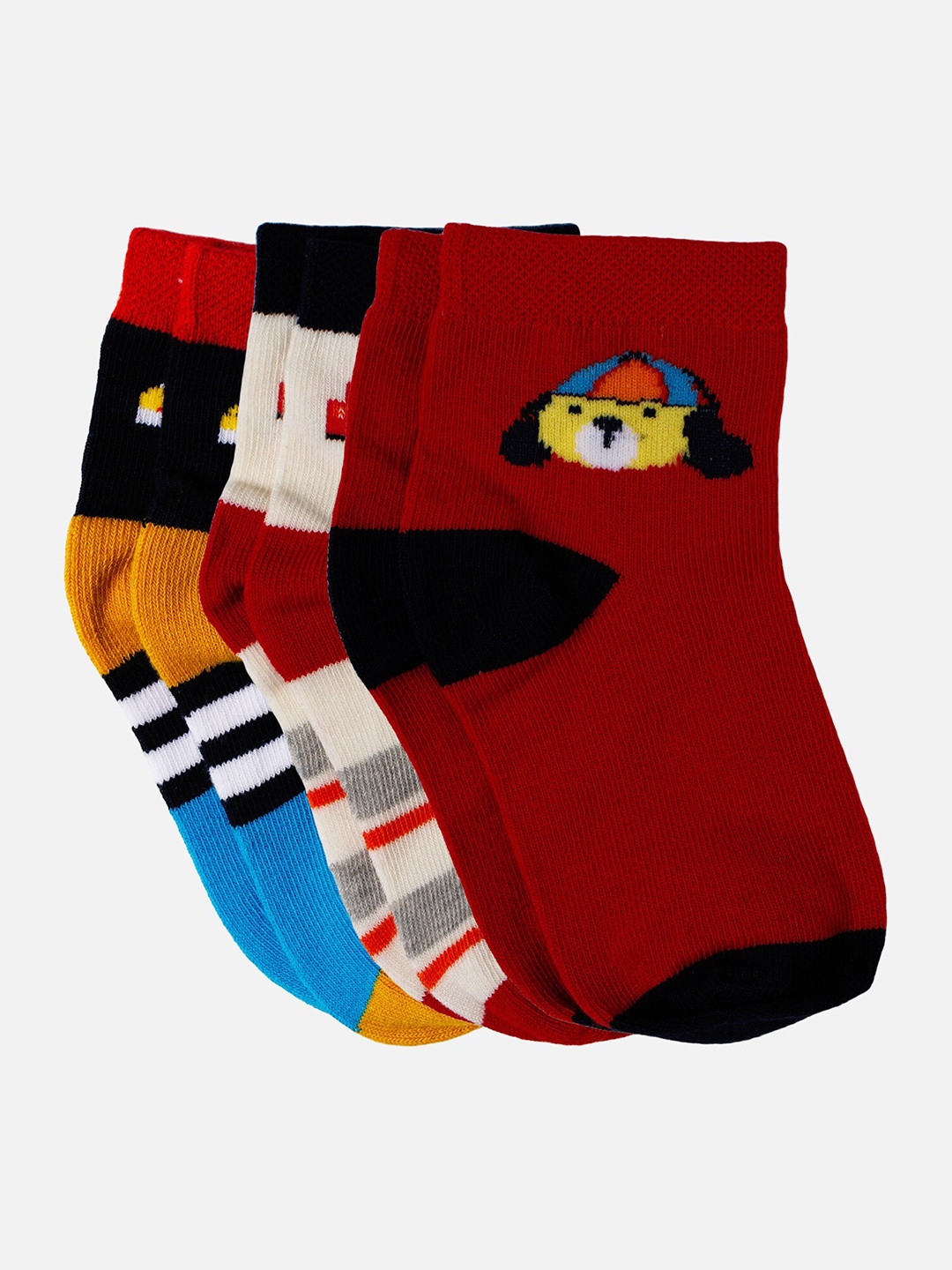 

Bodycare Boys Pack Of 3 Patterned Cotton Ankle-Length Socks, Red