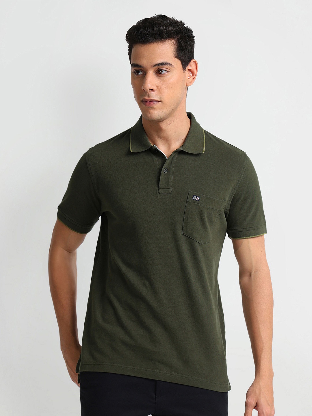 

Arrow Sport Polo Collar Short Sleeves Cotton T-shirt, Green