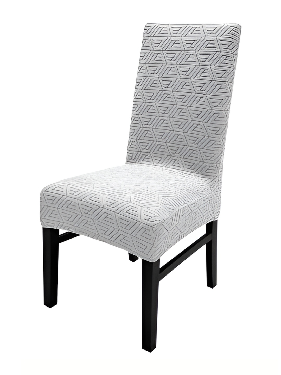 

HOUSE OF QUIRK Grey Textured Jacquard Stretchable Chair Cover