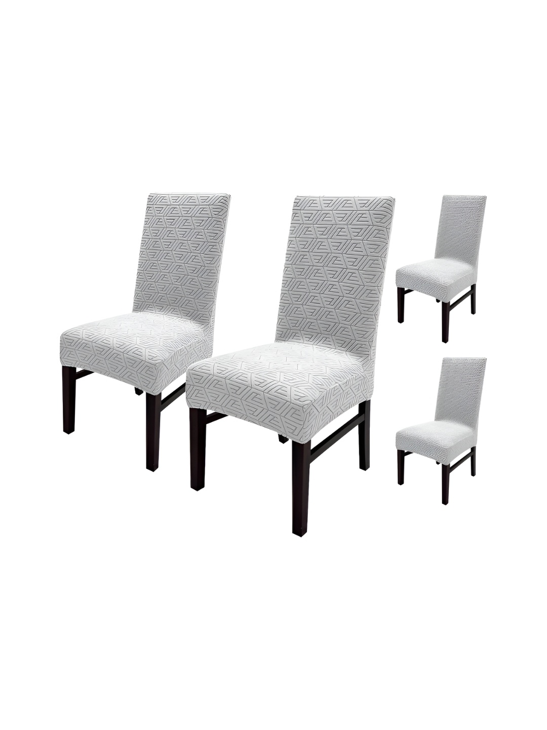 

HOUSE OF QUIRK Grey 4 Pieces Self Design Jacquard Stretchable Chair Covers