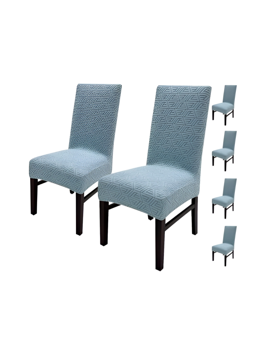 

HOUSE OF QUIRK Blue 6 Pieces Self Design Jacquard Stretchable Chair Covers