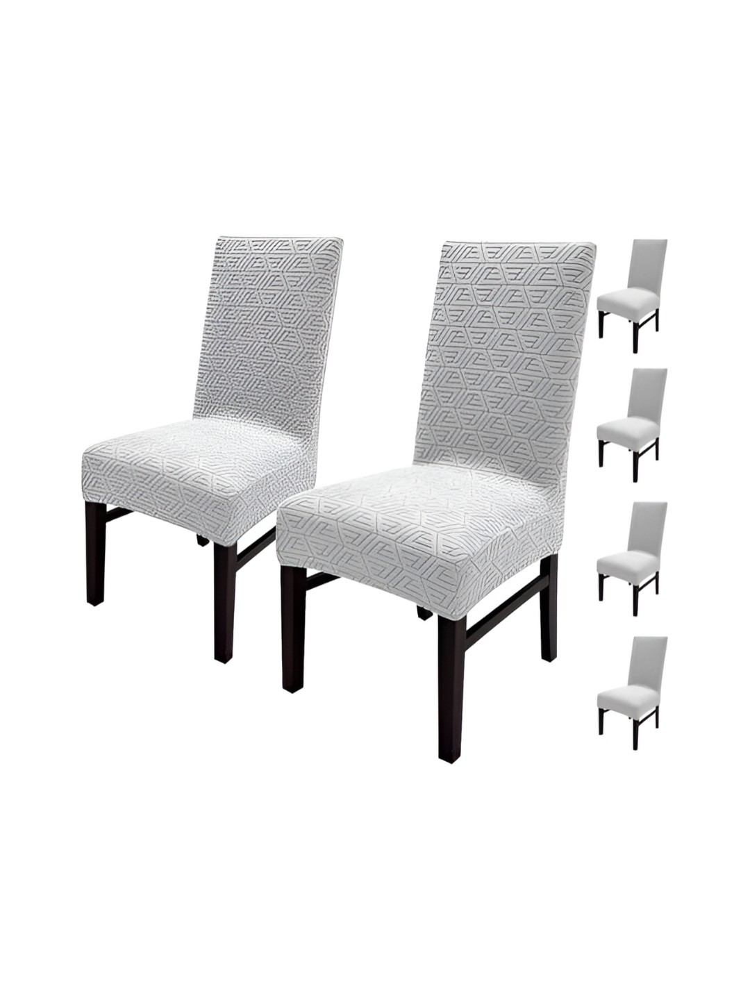 

HOUSE OF QUIRK Grey 6 Pieces Geometric Print Stretchable Chair Covers