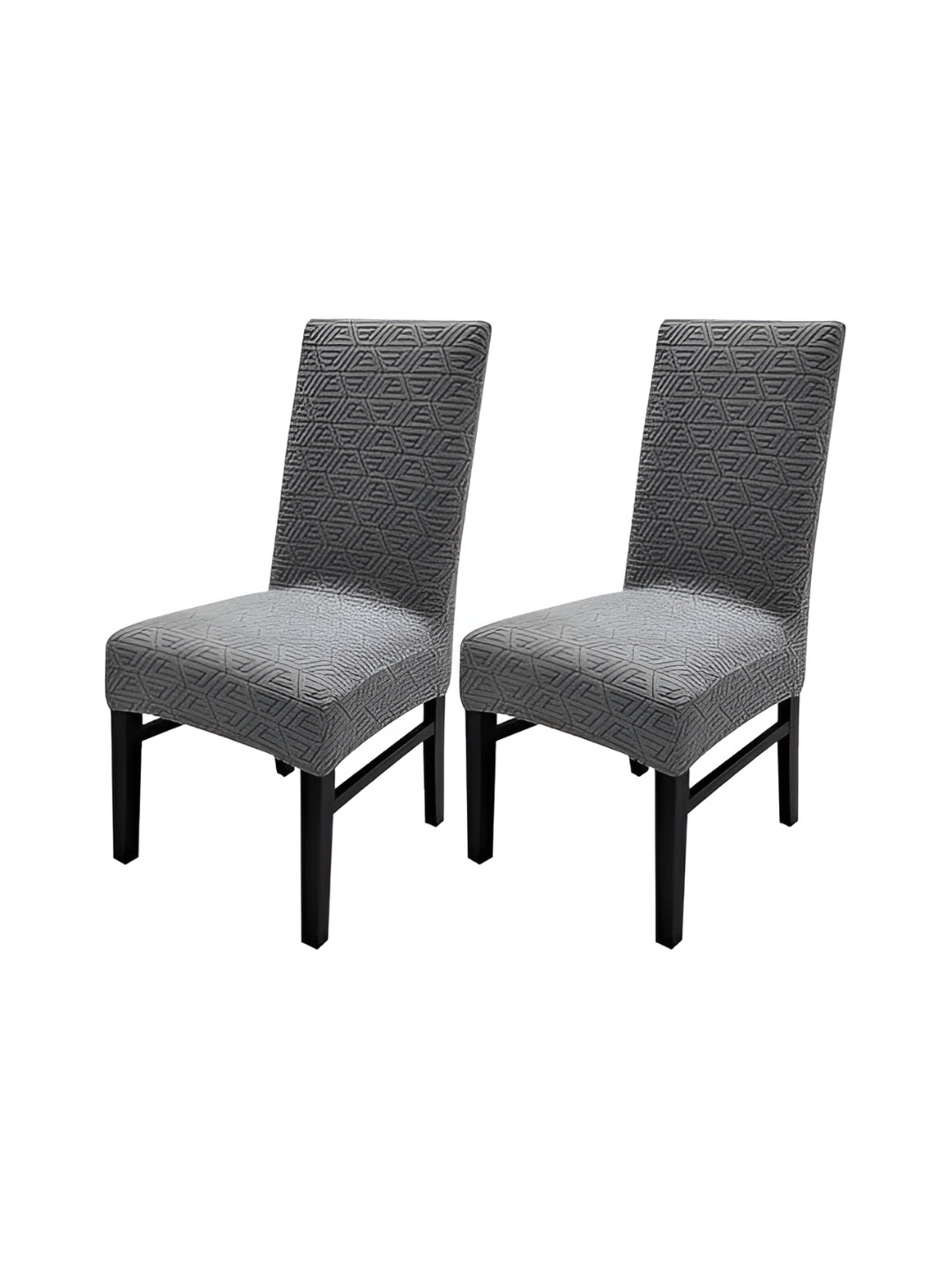

HOUSE OF QUIRK Charcoal 2 Pieces Self Design Jacquard Stretchable Chair Covers