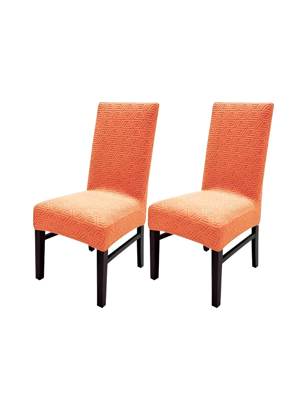 

HOUSE OF QUIRK Orange 2 Pieces Self Design Jacquard Stretchable Chair Covers