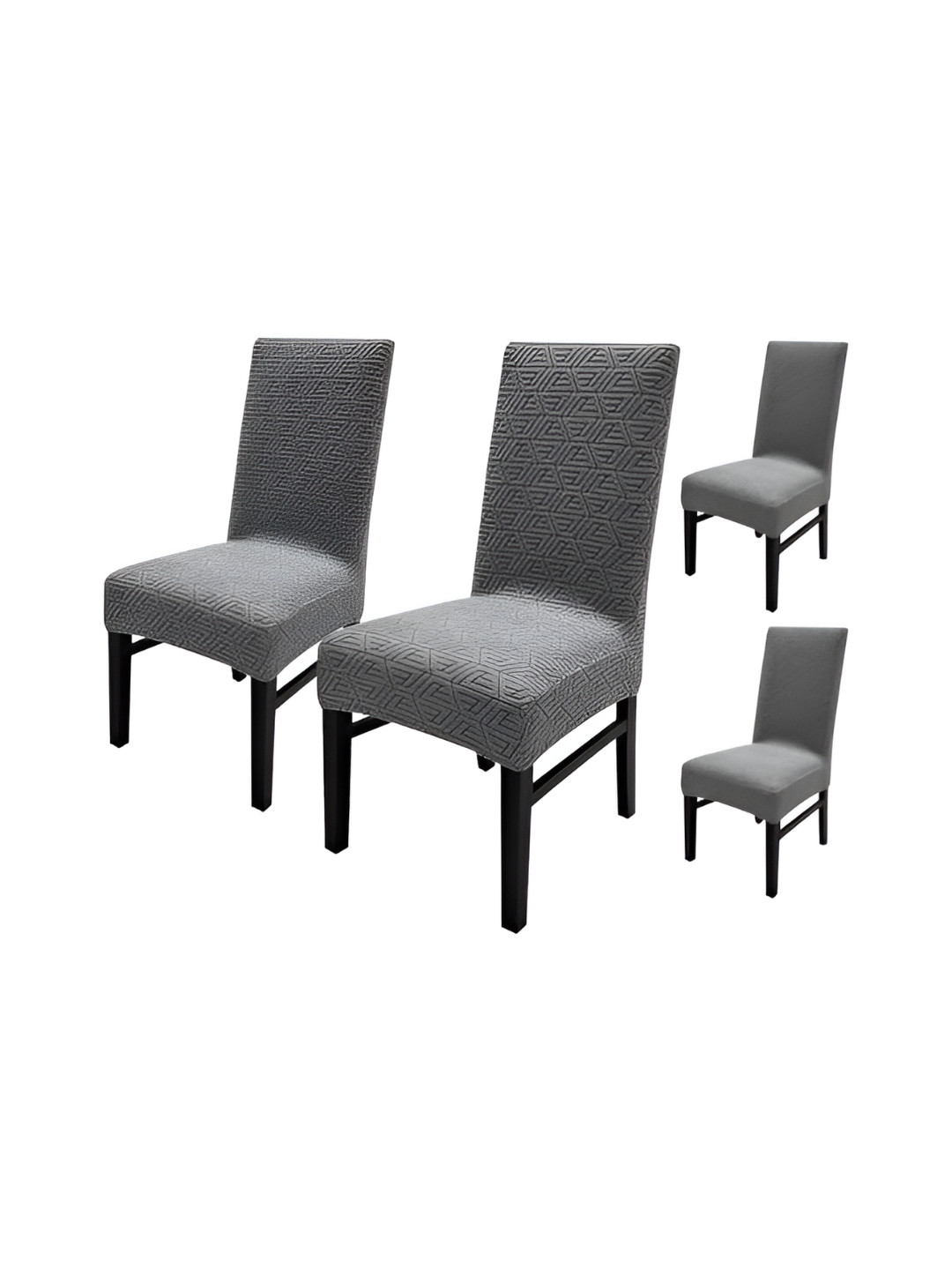 

HOUSE OF QUIRK Charcoal 4 Pieces Self Design Jacquard Stretchable Chair Covers
