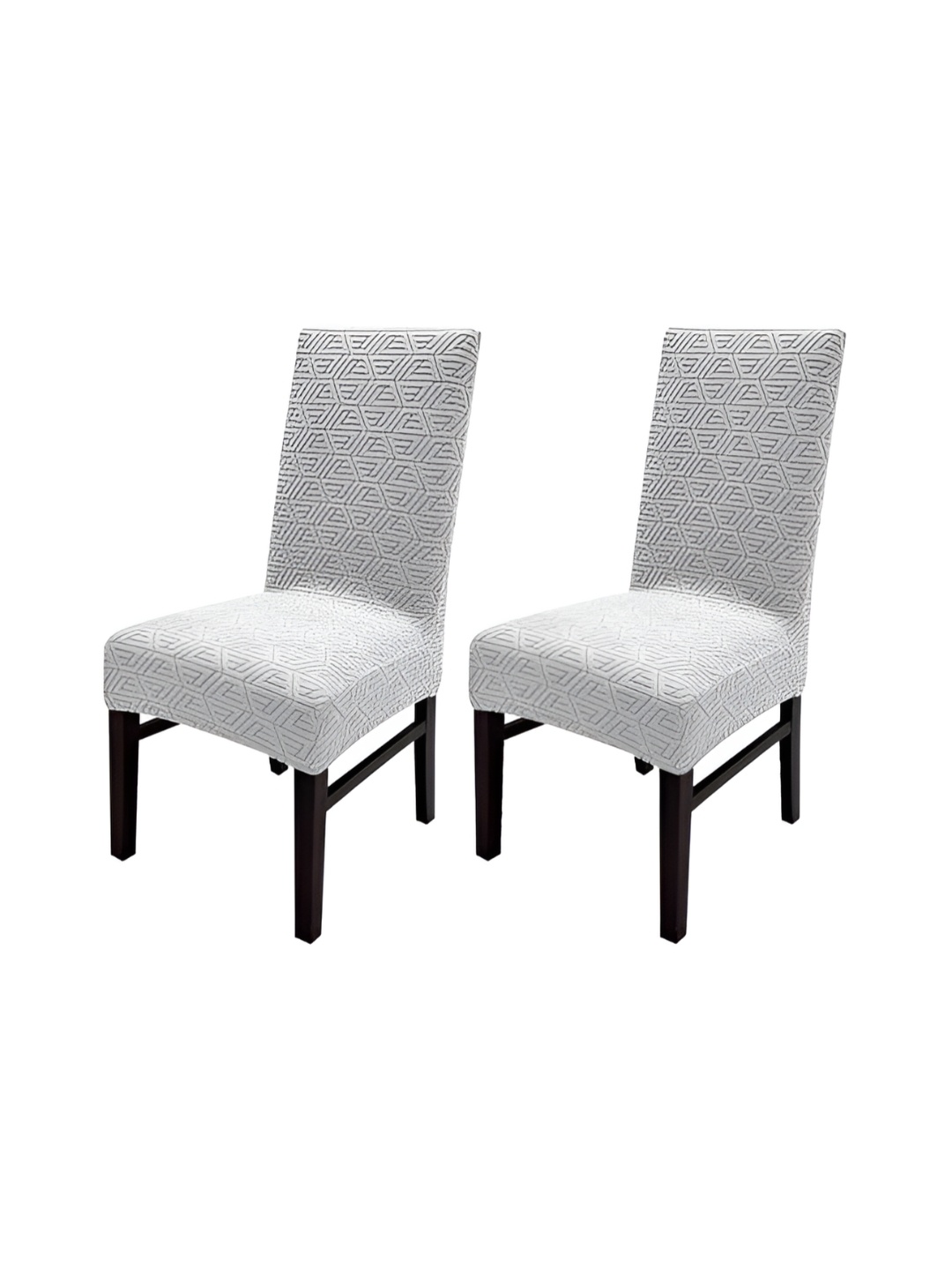 

HOUSE OF QUIRK Grey 2 Pieces Self Design Jacquard Stretchable Chair Covers