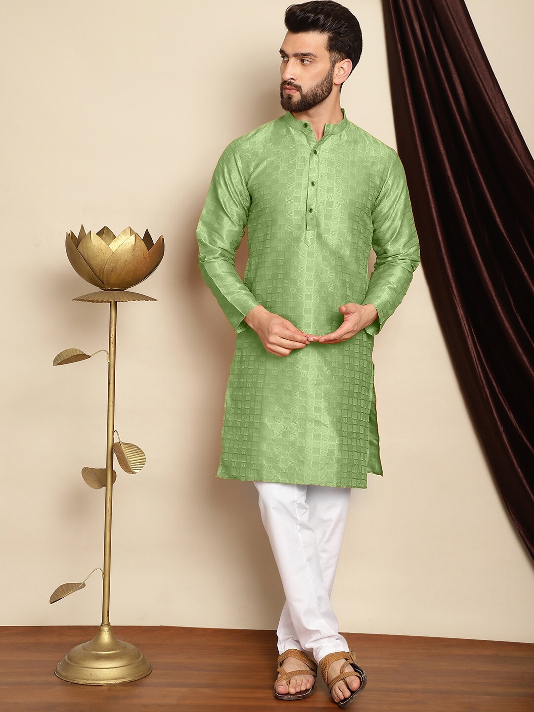 

Anouk Woven Design Regular Kurta With Churidar, Green