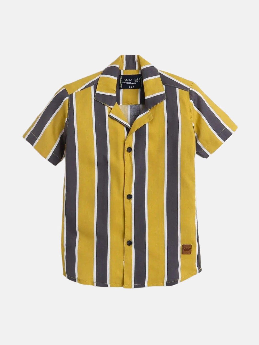 

Polka Tots Infant Boys Vertical Striped Casual Cotton Shirt, Mustard