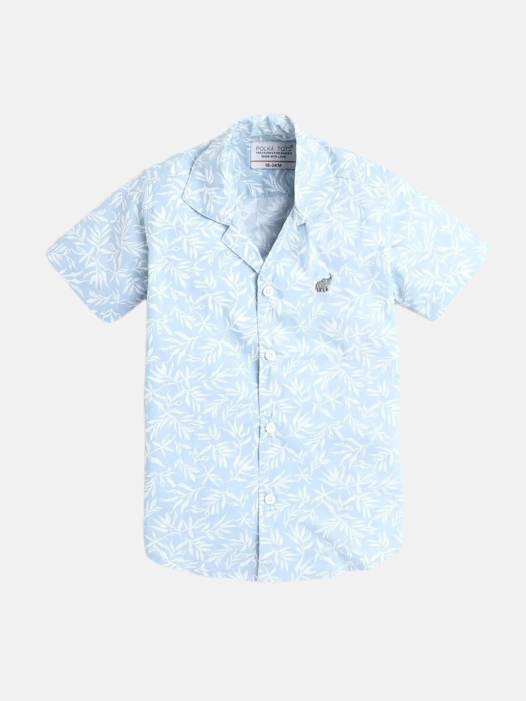 

Polka Tots Infant Boys Floral Printed Cotton Casual Shirt, Blue