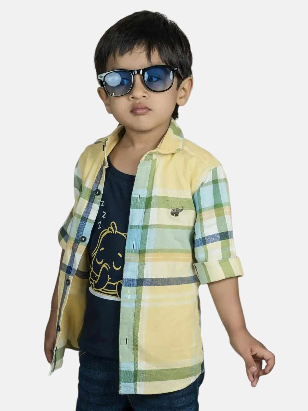 

Polka Tots Boys Tartan Checks Cotton Casual Shirt, Yellow