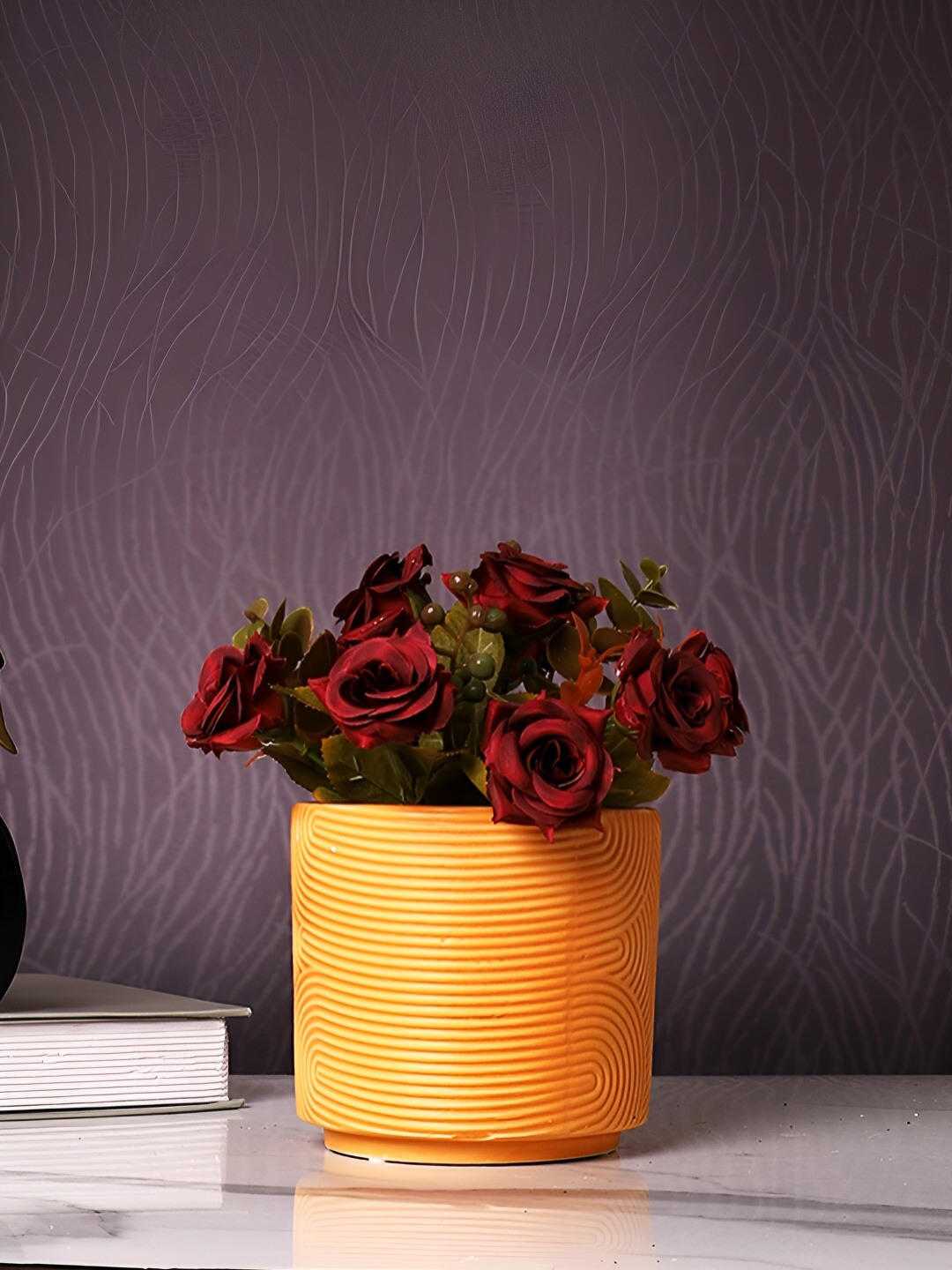 

TAYHAA Orange-Coloured Printed Ceramic Planter