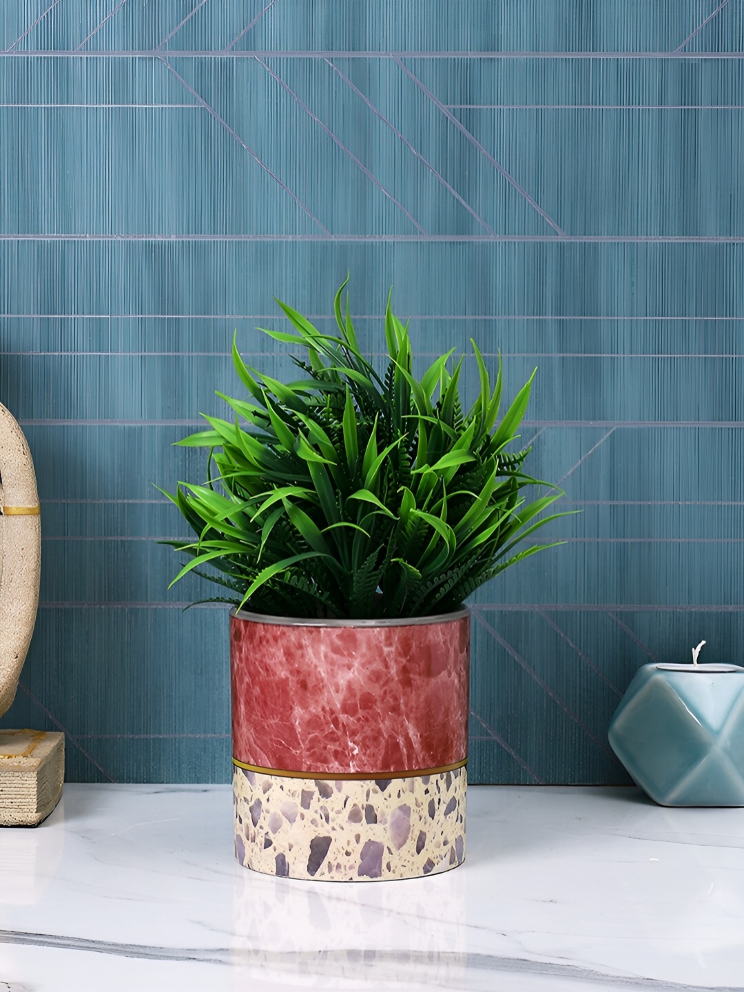 

TAYHAA Red & White Printed Ceramic Planter