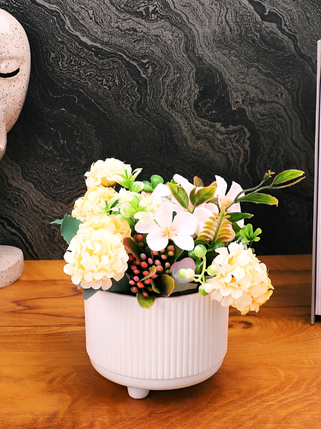 

TAYHAA White Textured Matte Finish Ceramic Planter