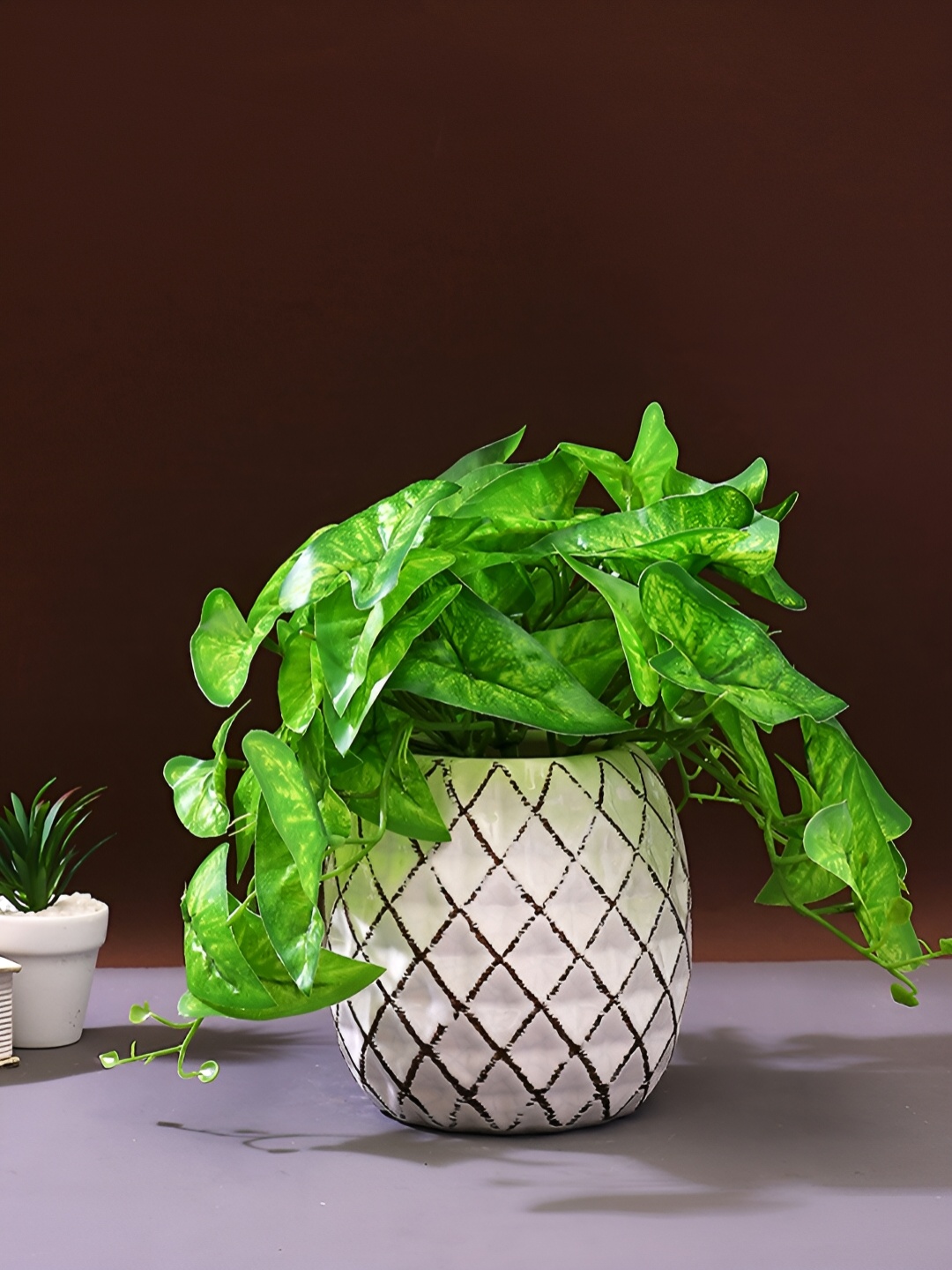 

TAYHAA White Textured Ceramic Planter