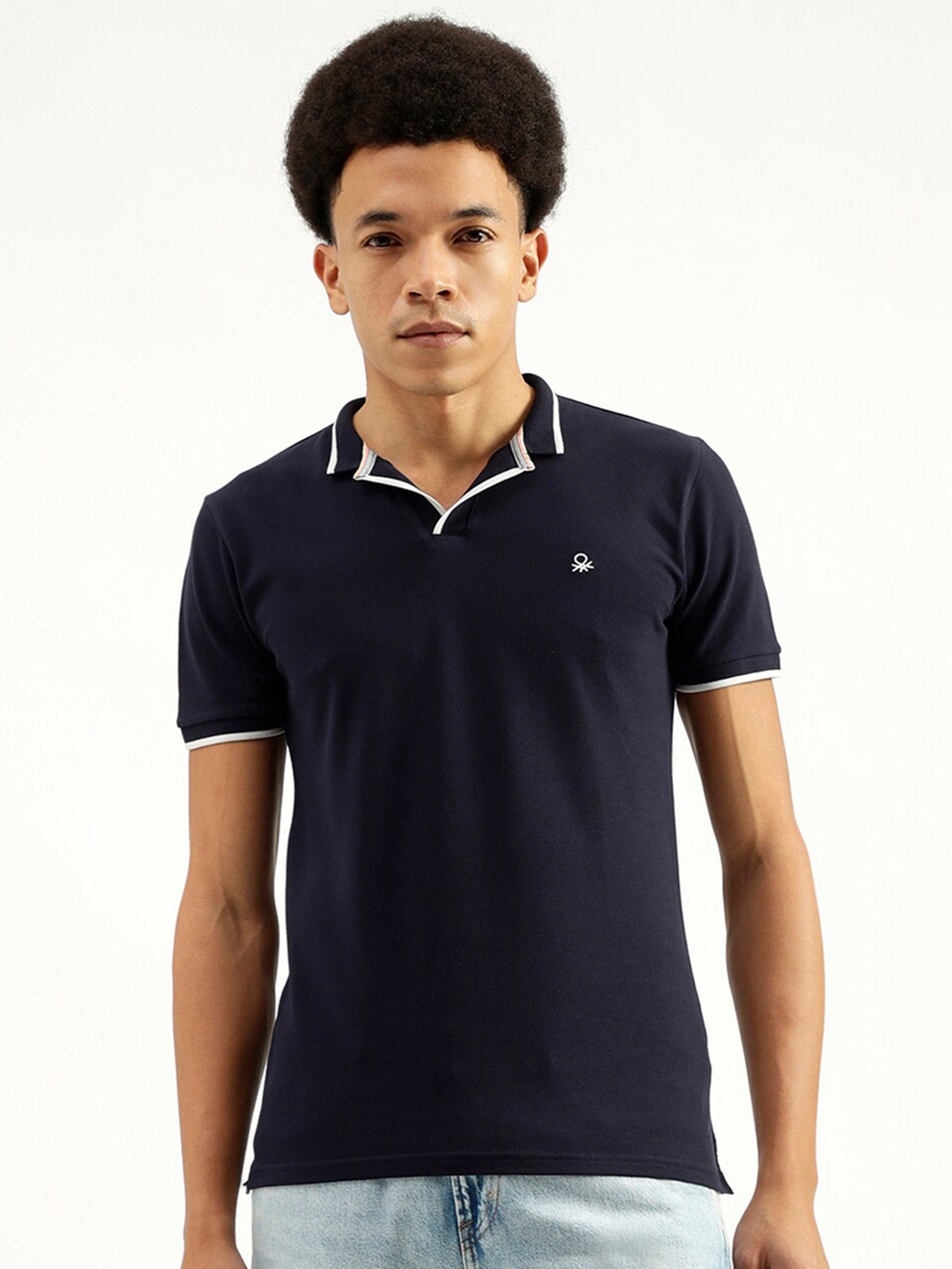 

United Colors of Benetton Polo Collar Short Sleeves Cotton T-shirt, Blue