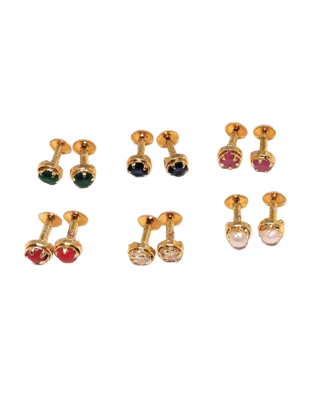 

Adc fashions Set Of 6 Gold-Plated Studs Earrings