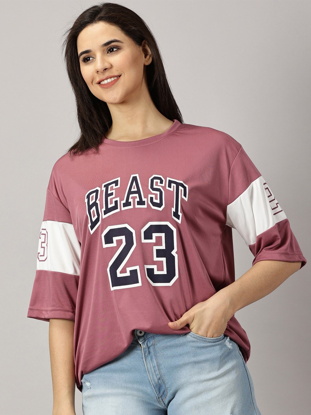 

Rodzen Typography Printed T-shirt, Mauve