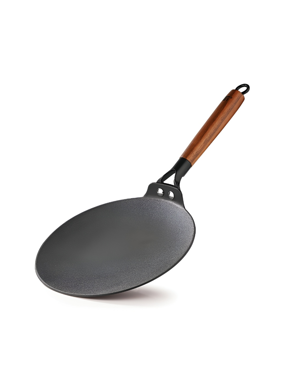 

Bergner Odin 26 cm Induction Bottom with Wooden Coated Handle Cast Iron Roti Tawa, Black