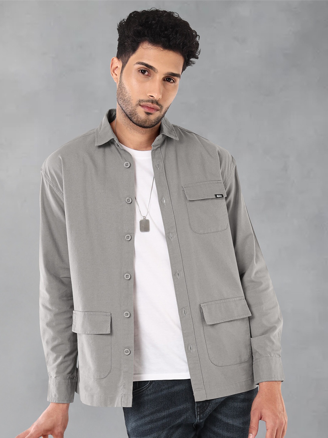 

Beyoung Oversized Shacket, Grey