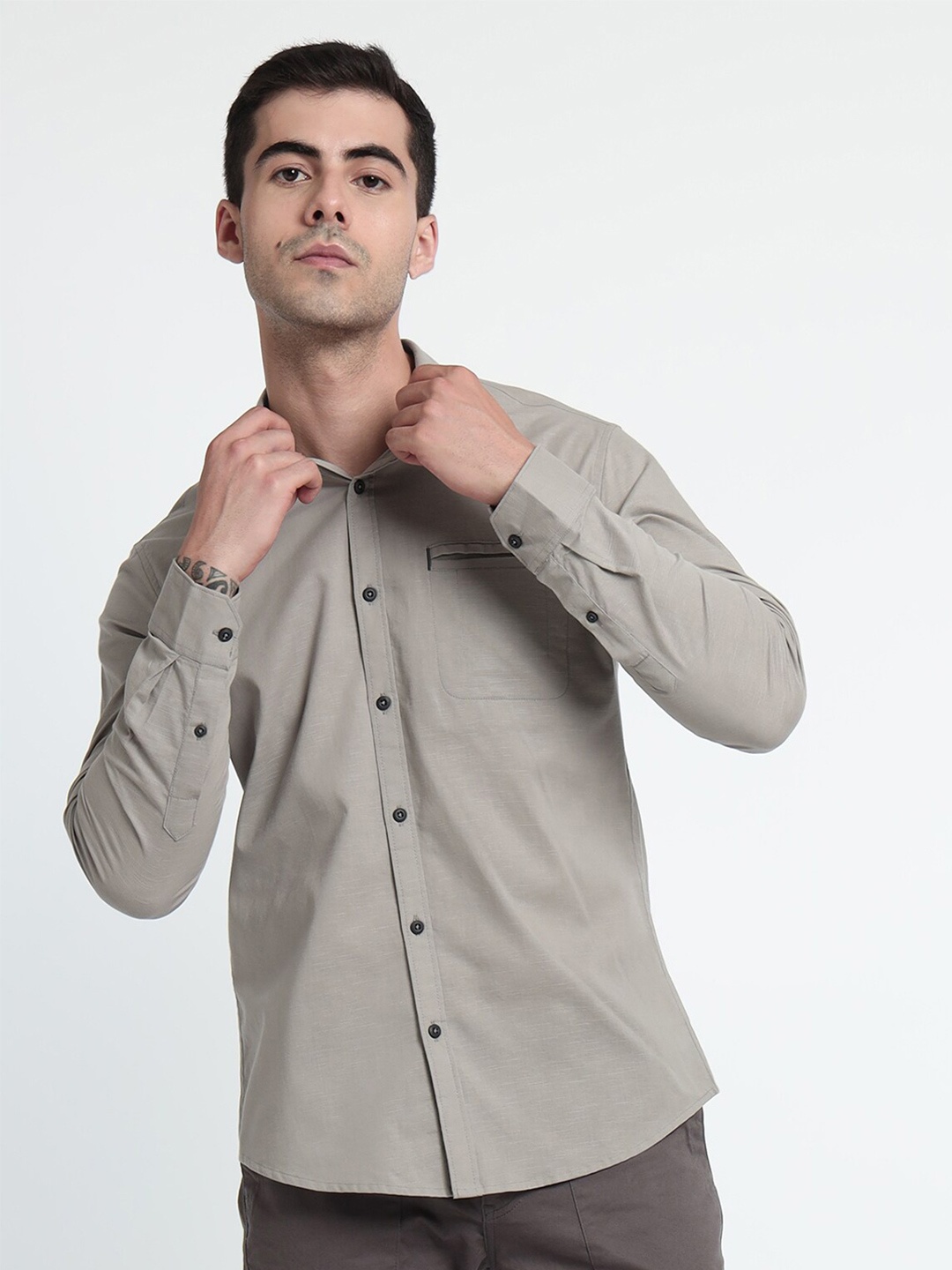 

Beyoung Classic Button-Down Collar Long Sleeves Casual Shirt, Grey