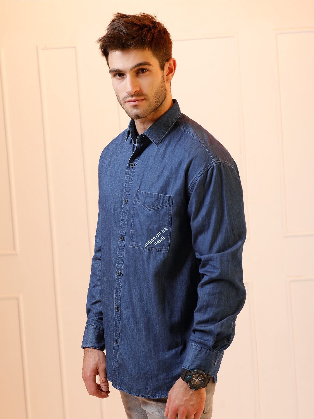 

Beyoung Classic Long Sleeves Denim Casual Shirt, Blue