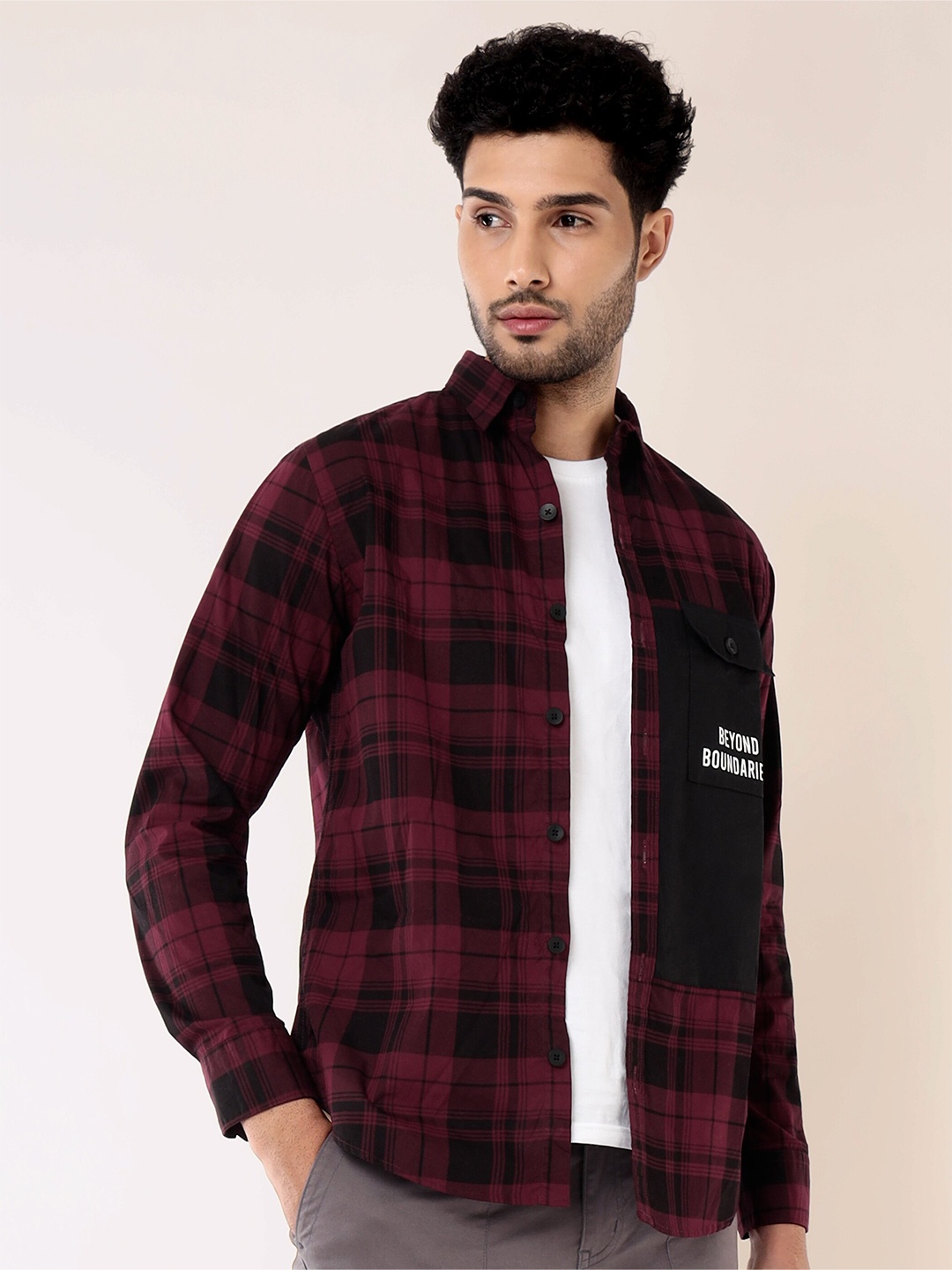 

Beyoung Classic Tartan Checks Cotton Checked Casual Regular Fit Shirt, Red