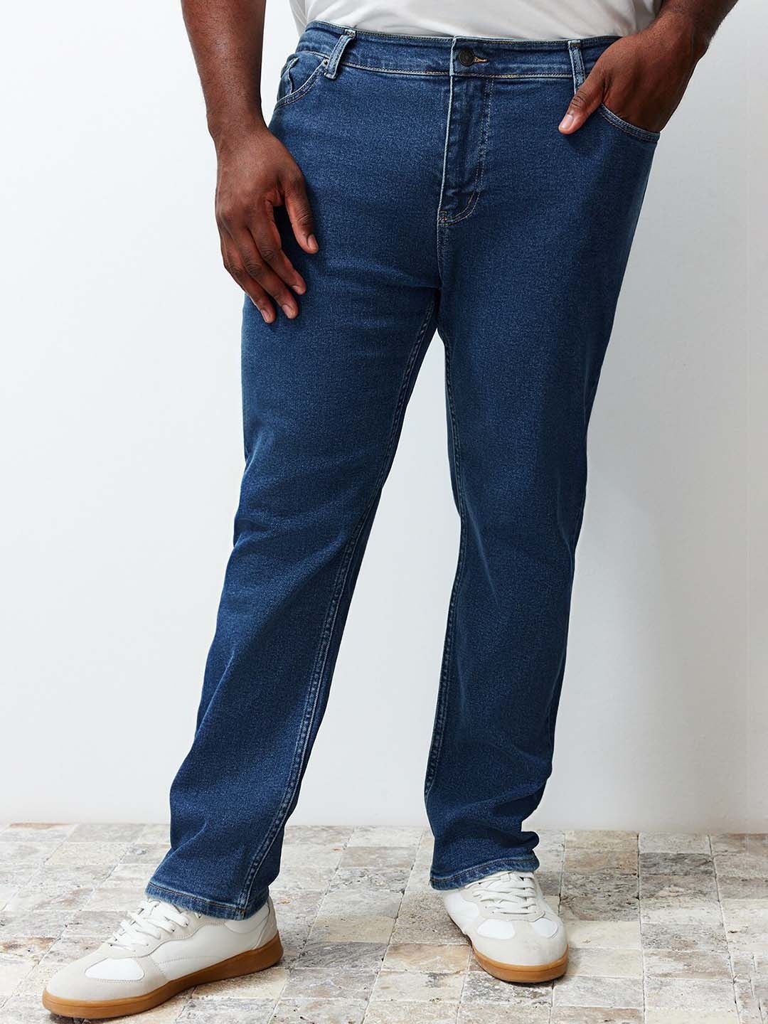 

Trendyol Men Plus Size Mid Rise Jeans, Navy blue