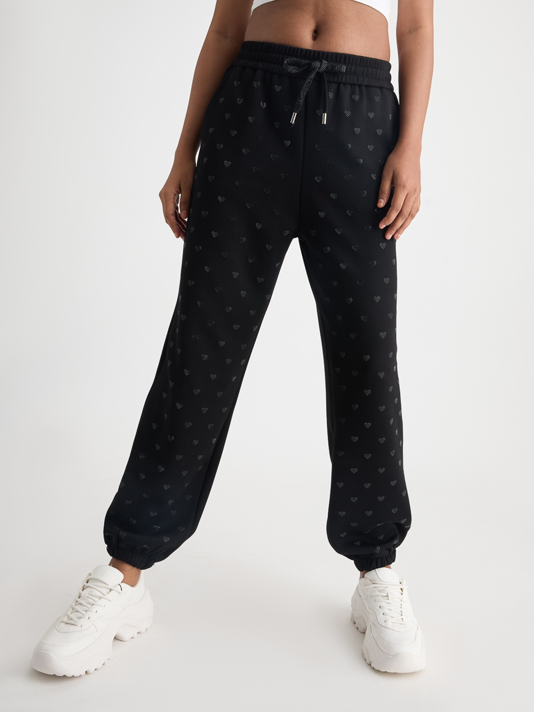 

FREAKINS Devil Wears Black Women High-Rise Joggers