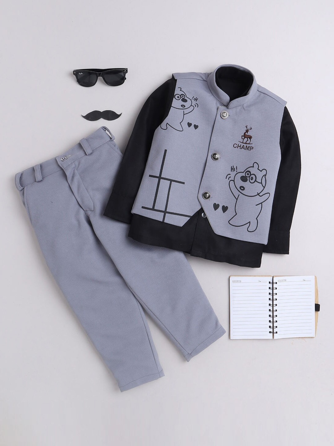 

BAESD Boys 3-Peices Shirt With Waistcoat & Coordinating Trousers Suits, Grey