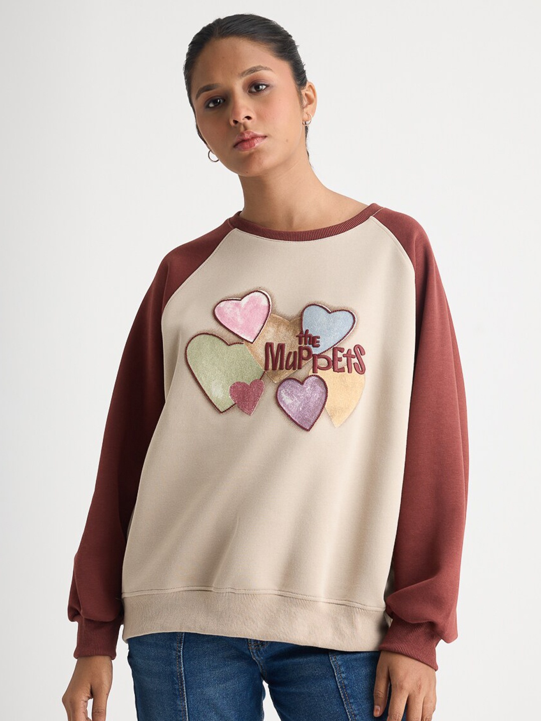 

FREAKINS Graphic Printed Pullover Sweatshirt, Brown