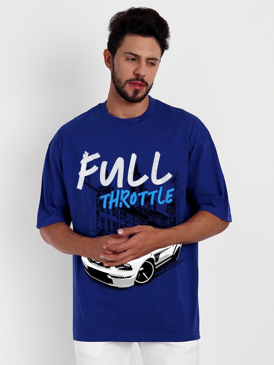 

Bloopers Store Round Neck Typography Printed Cotton T-shirt, Blue