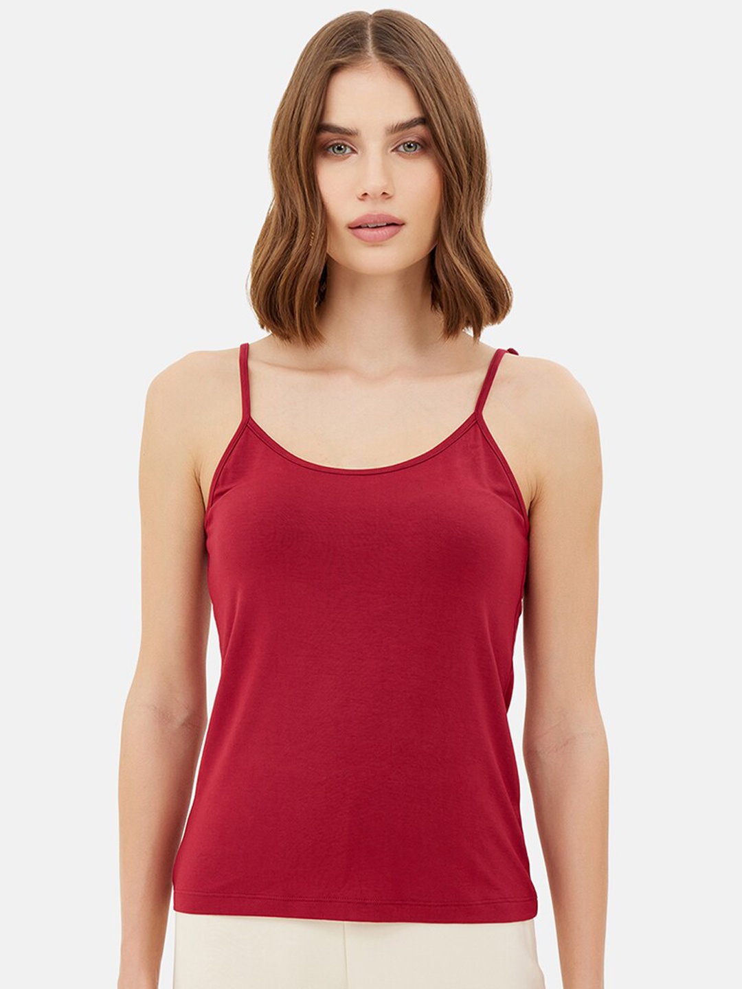 

Kazo Adjustable Straps Cotton Camisole, Maroon