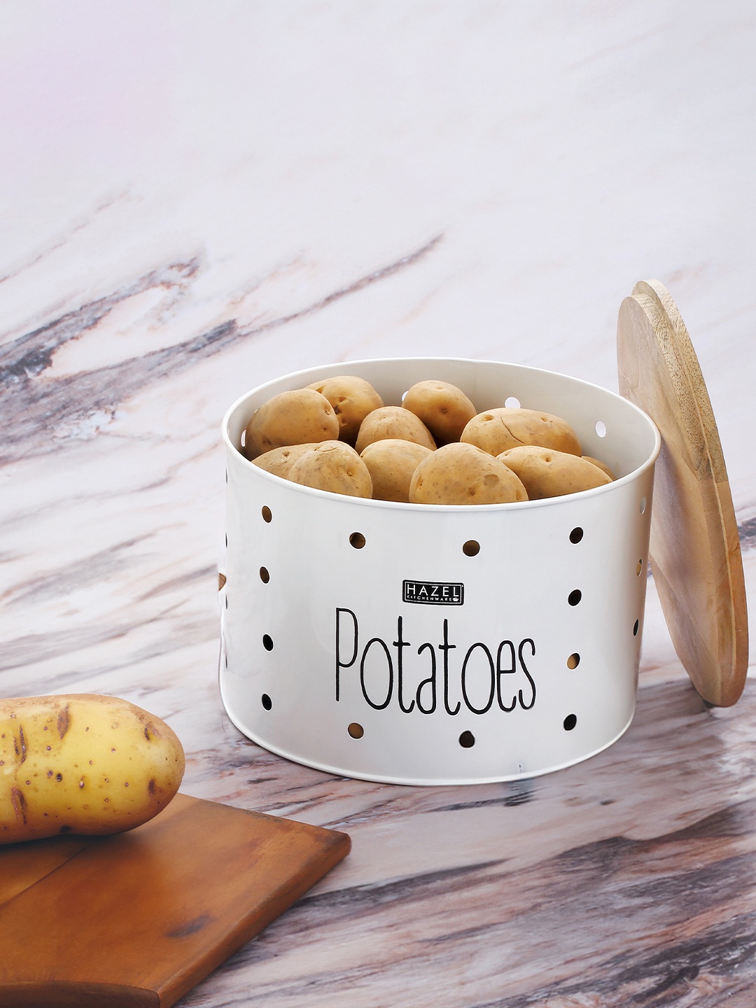 

HAZEL White Metal Dishwasher Safe Potato Container 4 Kg