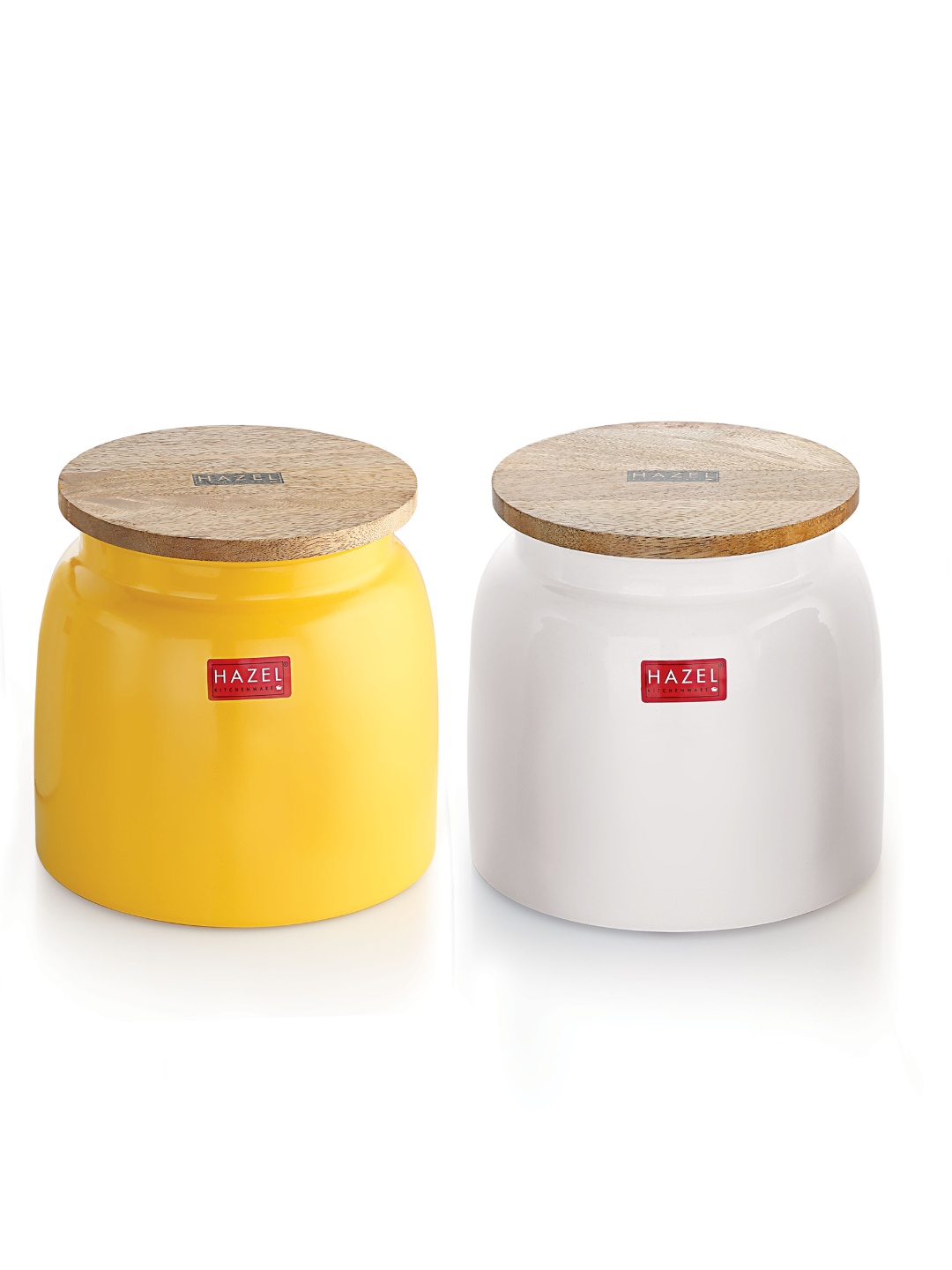 

HAZEL Yellow & white 2 Pcs Metal Dishwasher Safe Air Tight Food Container 2450 ML