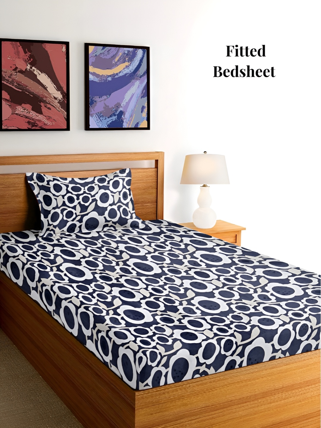 

Arrabi Grey & White Floral Fitted 300 TC Single Bedsheet with Pillow Cover
