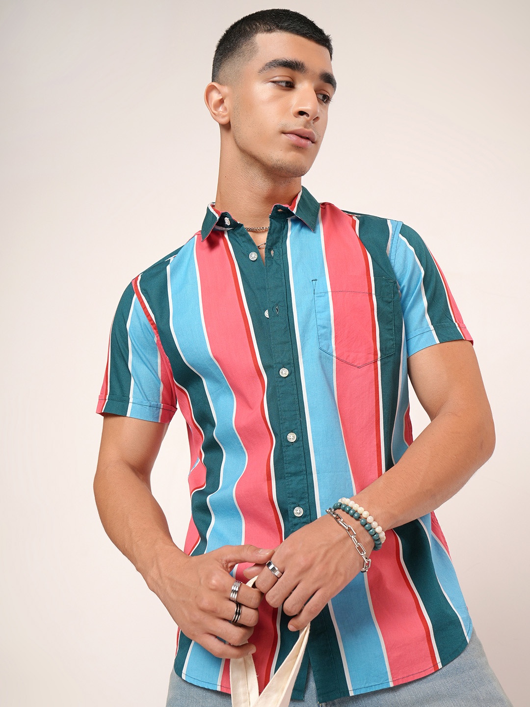 

HIGHLANER Striped Casual Shirt, Pink