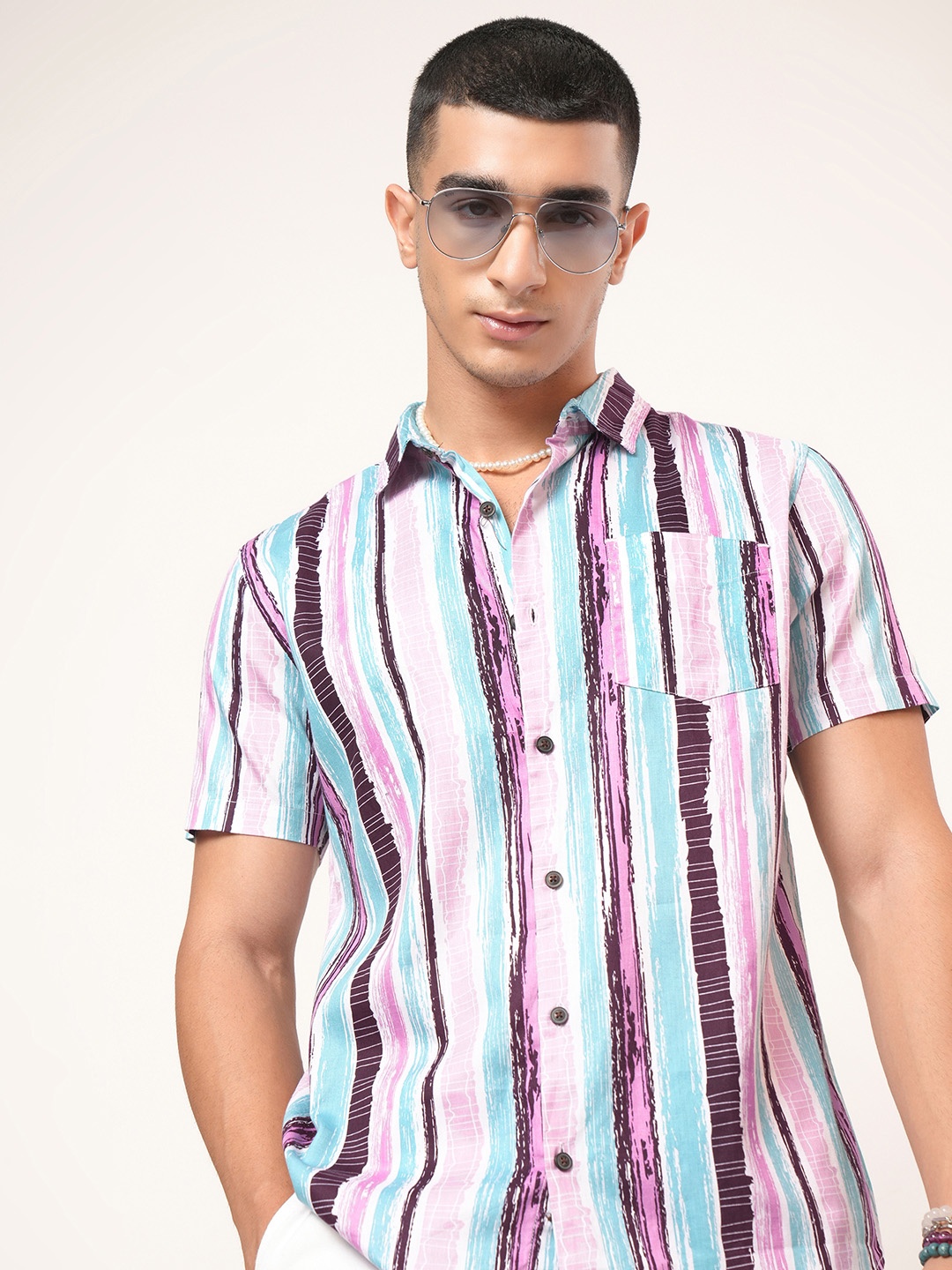 

HIGHLANER Striped Casual Shirt, Blue